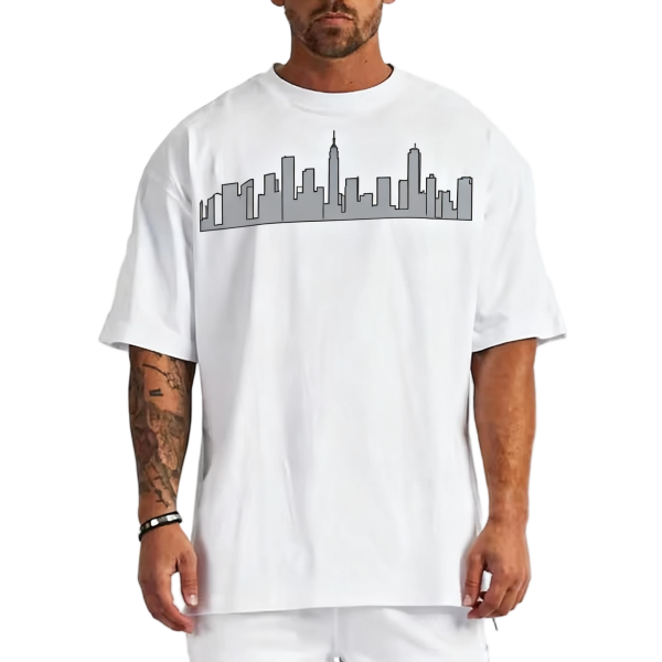 Men's Heavyweight Organic Cotton Digital Print Loose Fit Regular Sleeve Tee