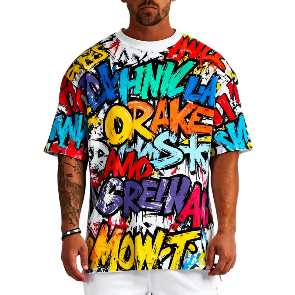 100% Organic Cotton Men's Loose Fit Digital Print Heavyweight Tee